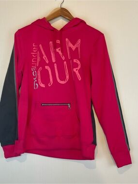 Under Armour Hot Pink and grey Hooded Pullover Sweatshirt